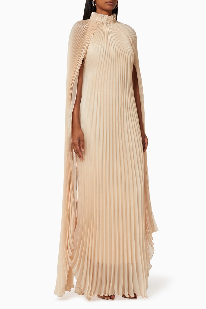Lily Silk Dress with Sequin Embroidery, Orange