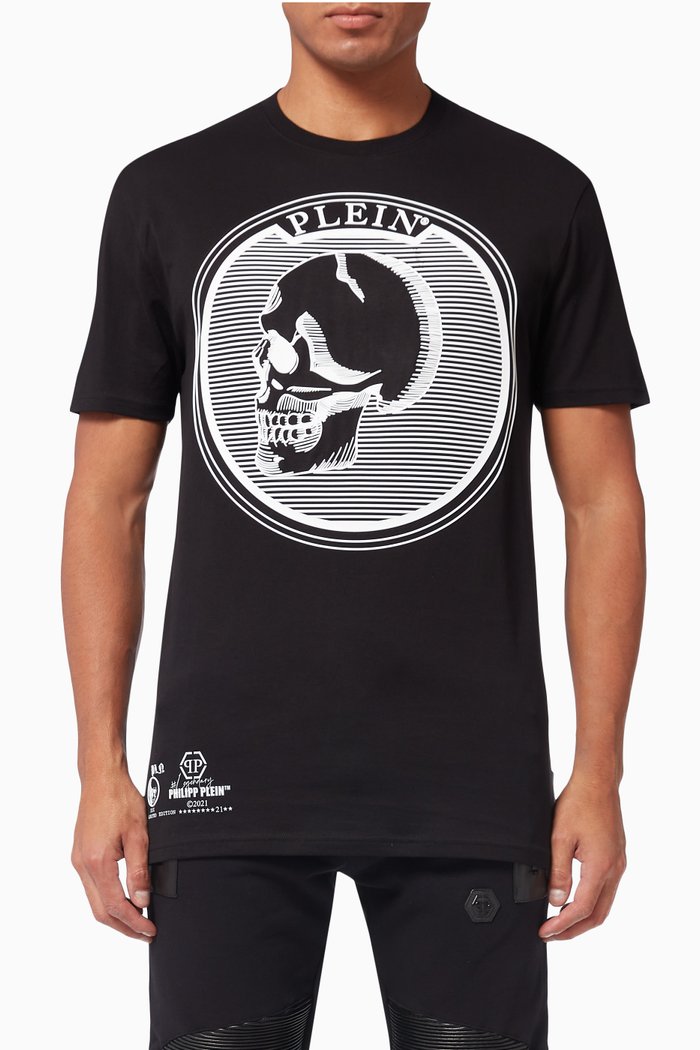 Outline Skull T-shirt in Cotton, Black