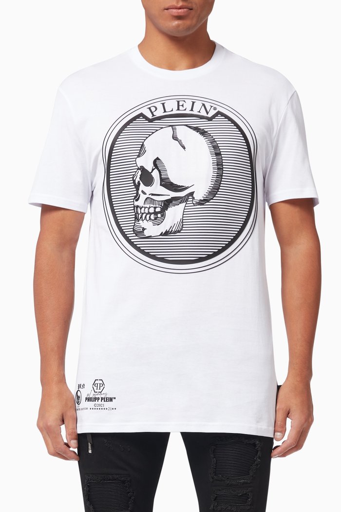 

Outline Skull T-shirt in Cotton, White