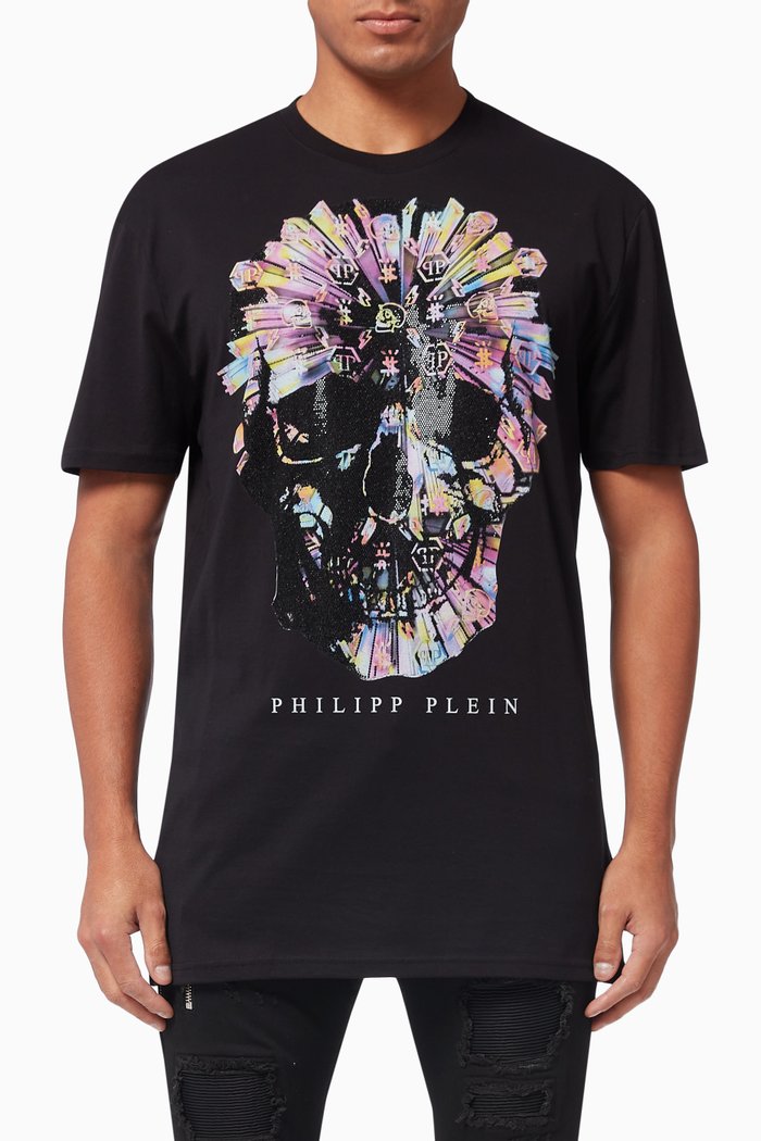 

Colourful Skull T-shirt with Rhinestones, Black