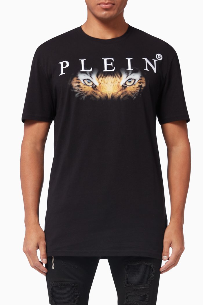 

Eye Tiger Print T-shirt in Cotton, Black