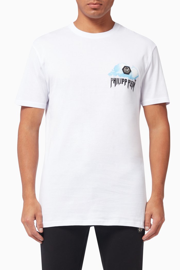 

Clouds Logo Print T-shirt in Cotton, White