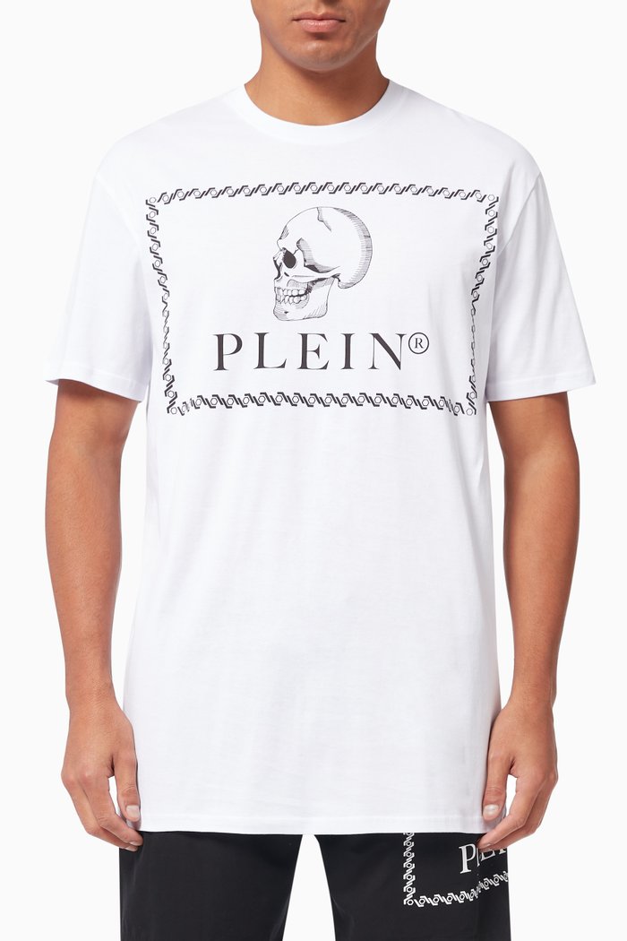 

Outline Skull Print T-shirt in Cotton, White
