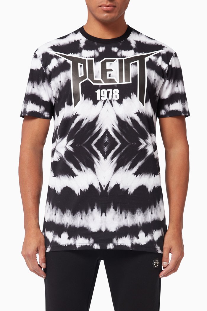 

Tie-dye Logo Print T-shirt in Cotton, Black