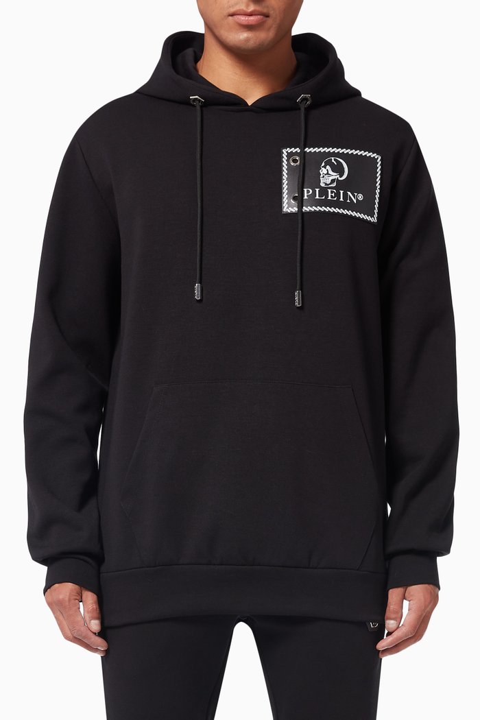 

Skull Hooded Sweatshirt in Cotton, Black