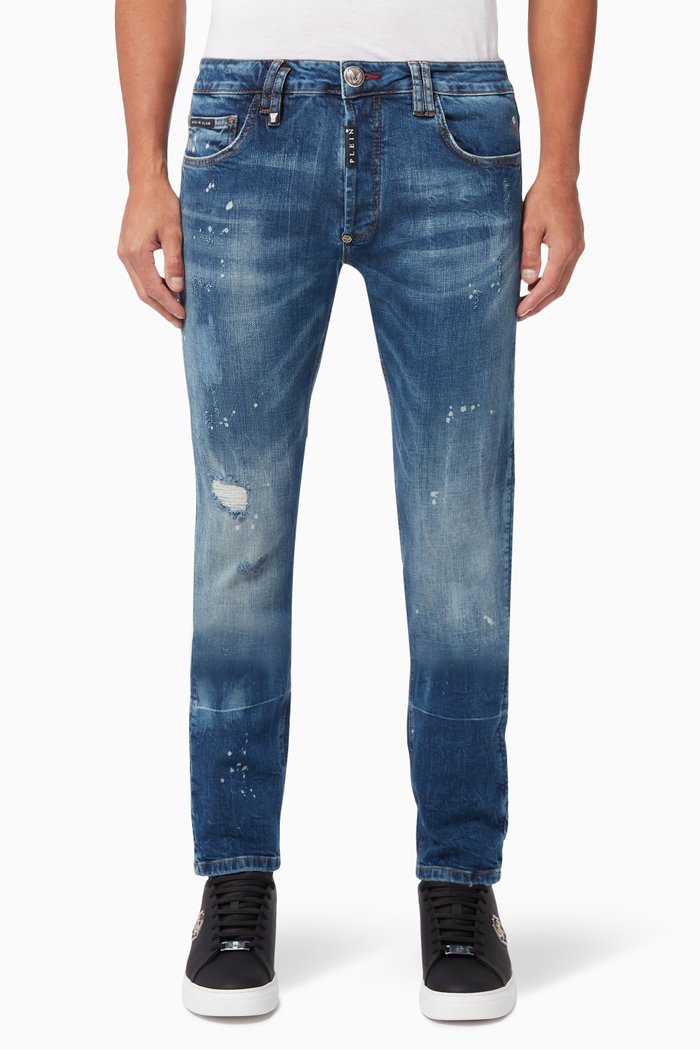 

Super Straight Cut Denim Jeans, Blue
