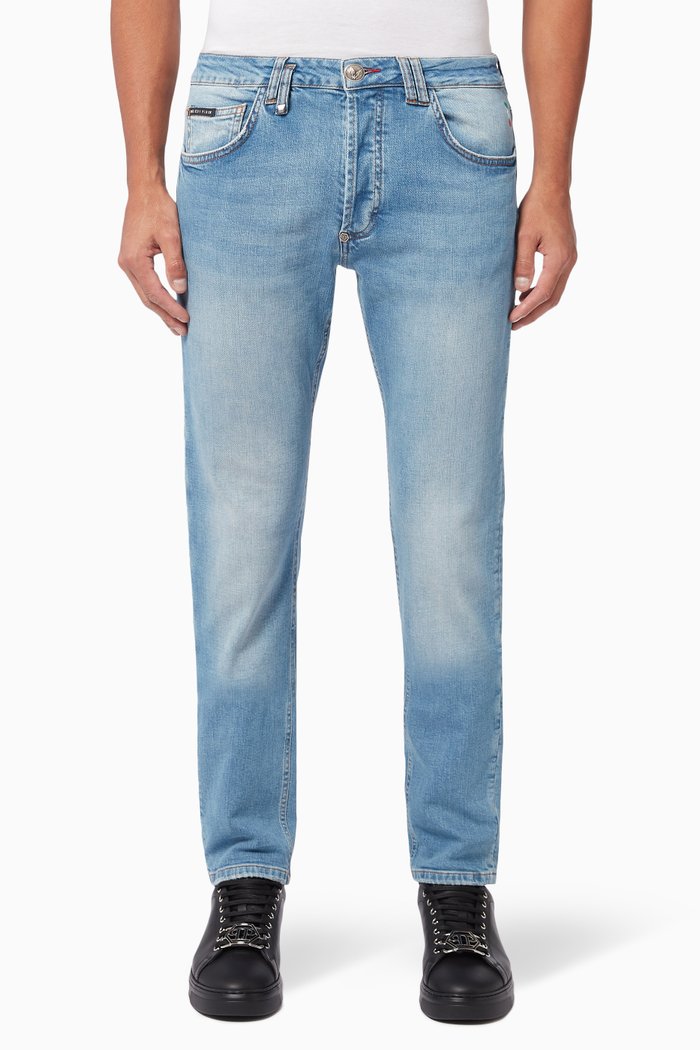 

Super Straight Cut Institutional Jeans in Cotton, Blue