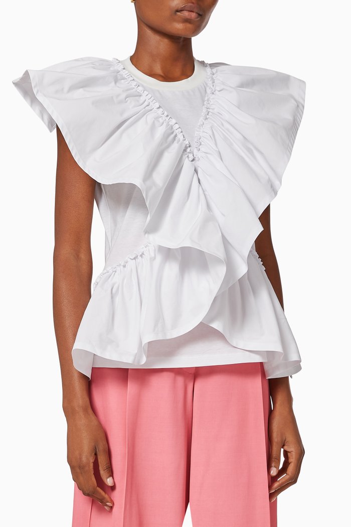 

Butterfly Ruffle Tank Top in Cotton, Neutral