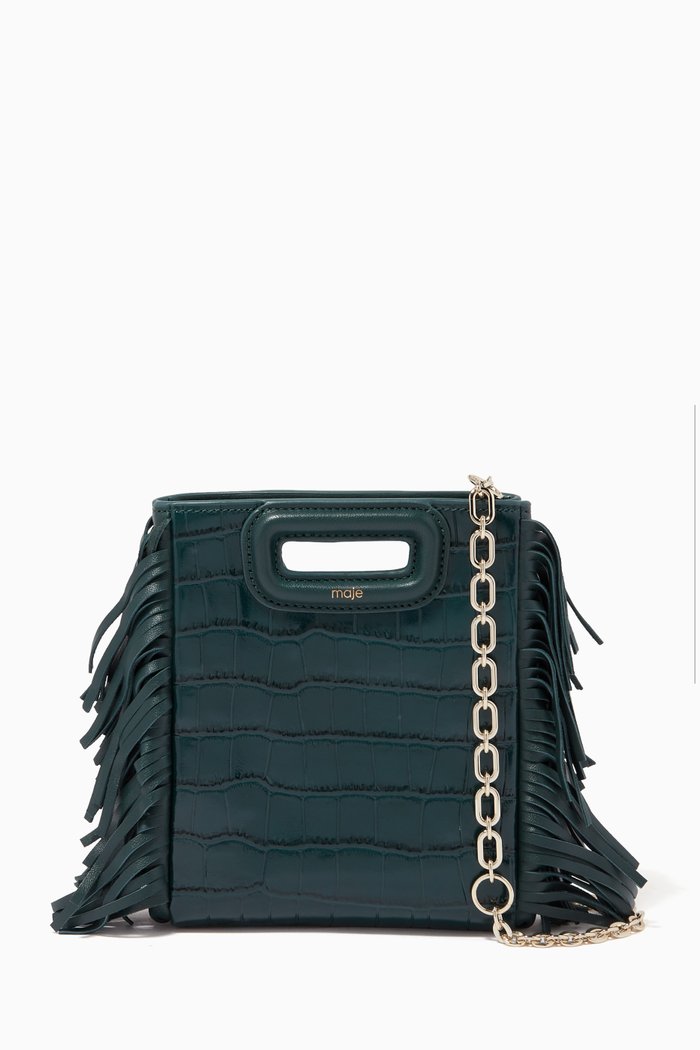 

M Bag in Croc-embossed Leather, Green