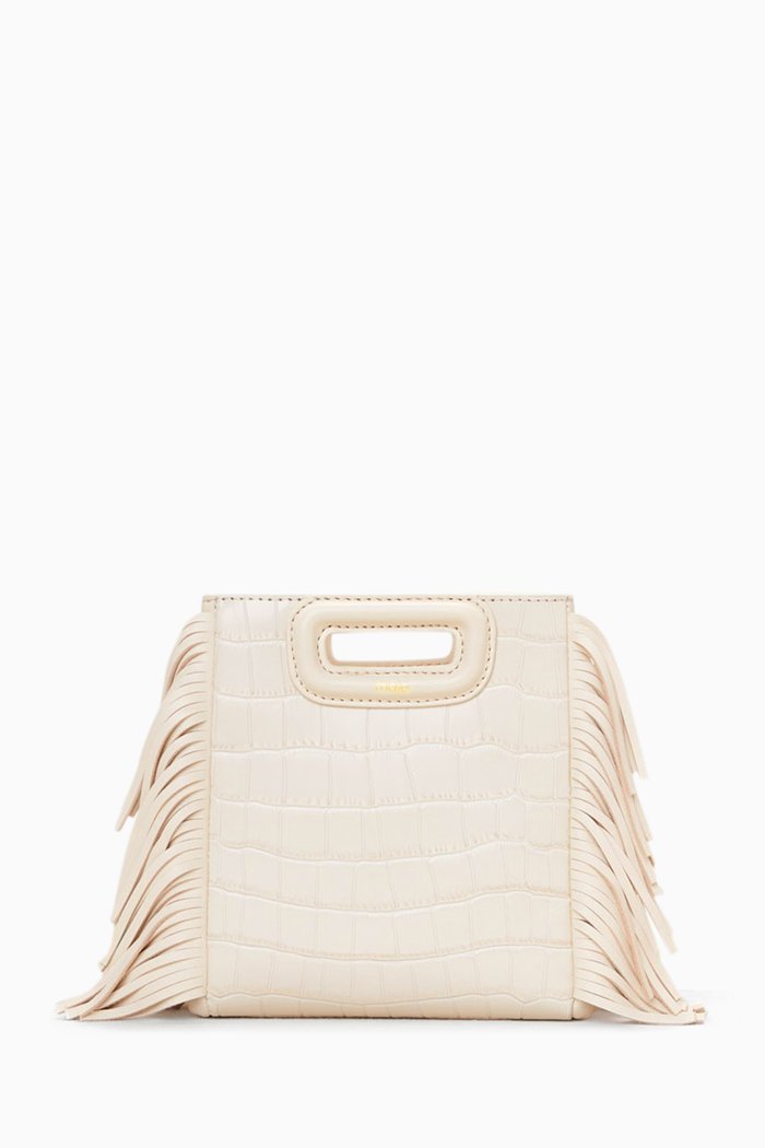

Mini M Bag in Croc-embossed Leather, Neutral