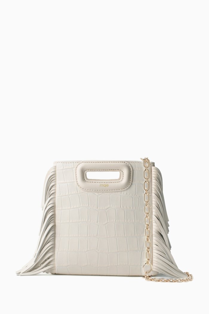 

Mini M Bag in Croc-embossed Leather, White