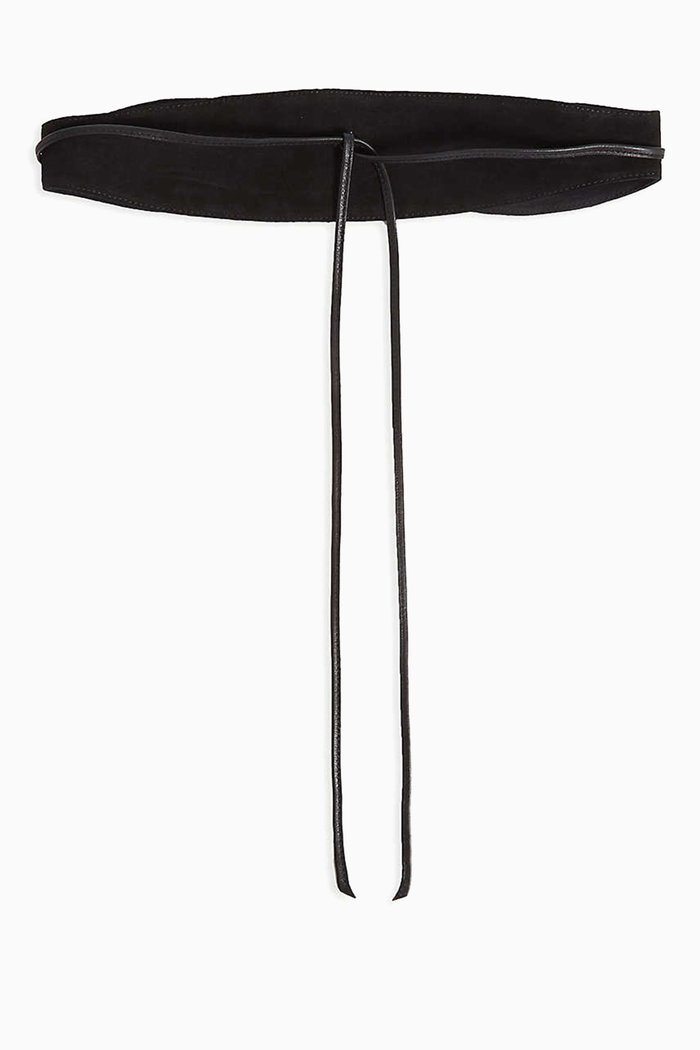 

Suede Belt with Leather Ties, Black