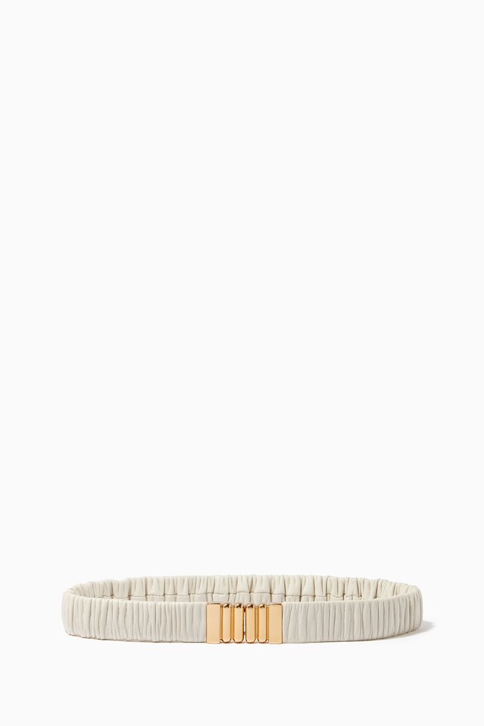 

Elasticated Belt in Leather, White