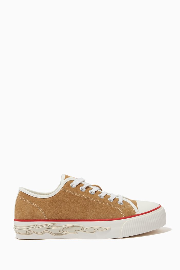 

Flame Sole Sneakers in Suede, Neutral
