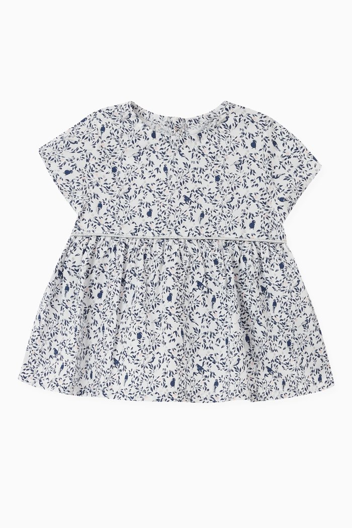 

Floral Cotton Poplin Blouse, White