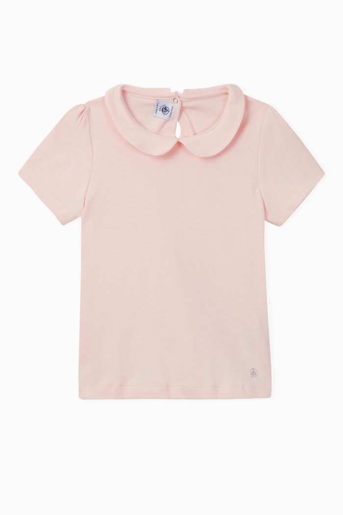 

Puff Sleeves Cotton T-shirt, Pink