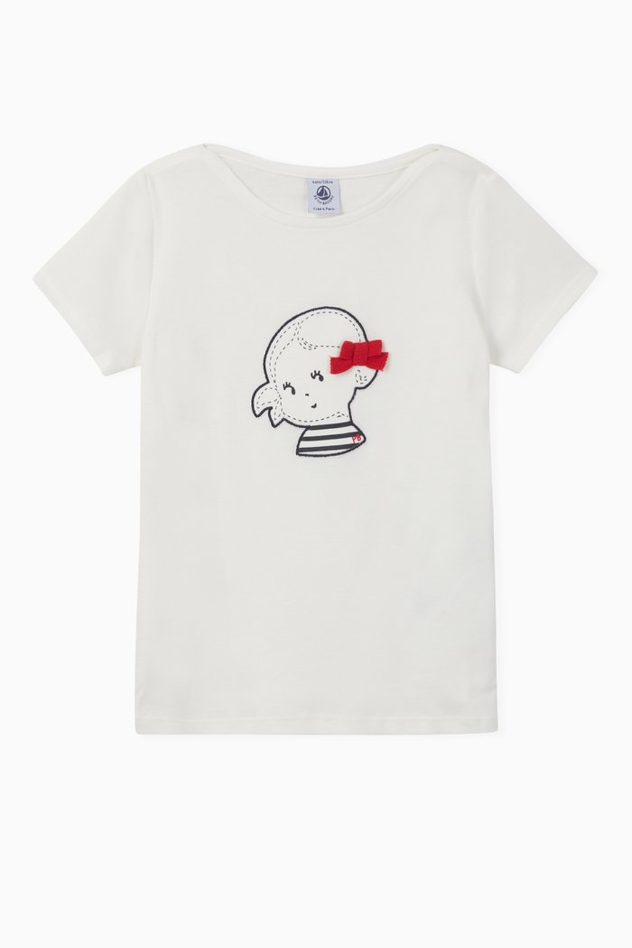 Girl Patch Cotton T-shirt, White