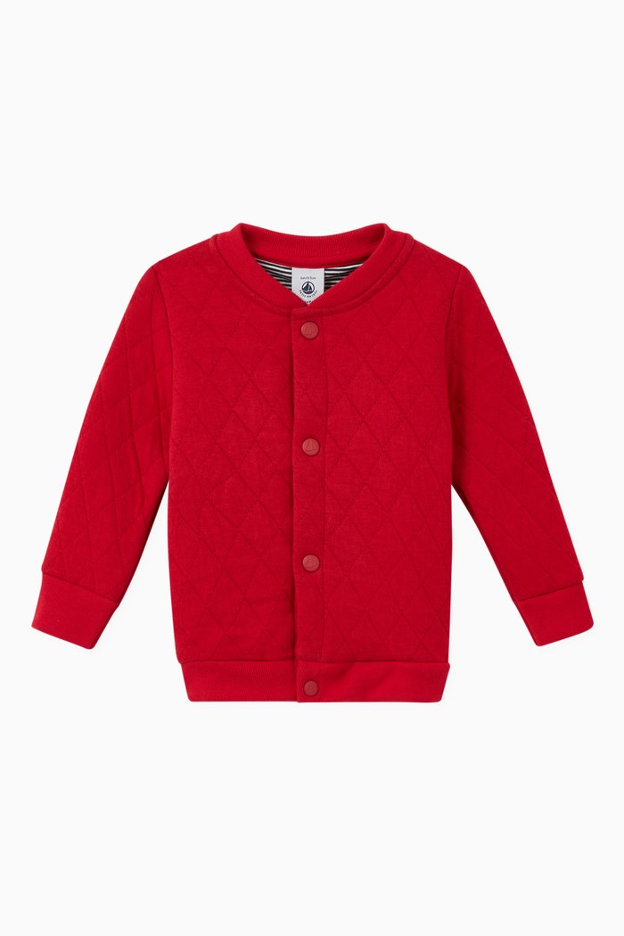 

Quilted Tube Knit Cardigan, Red