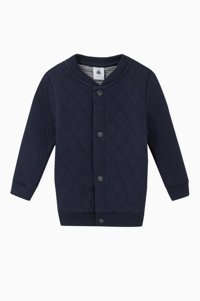 

Quilted Tube Knit Cardigan, Blue