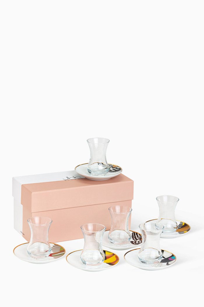 

Sarb Istikanah & Saucer, Set of 6, Multicolour