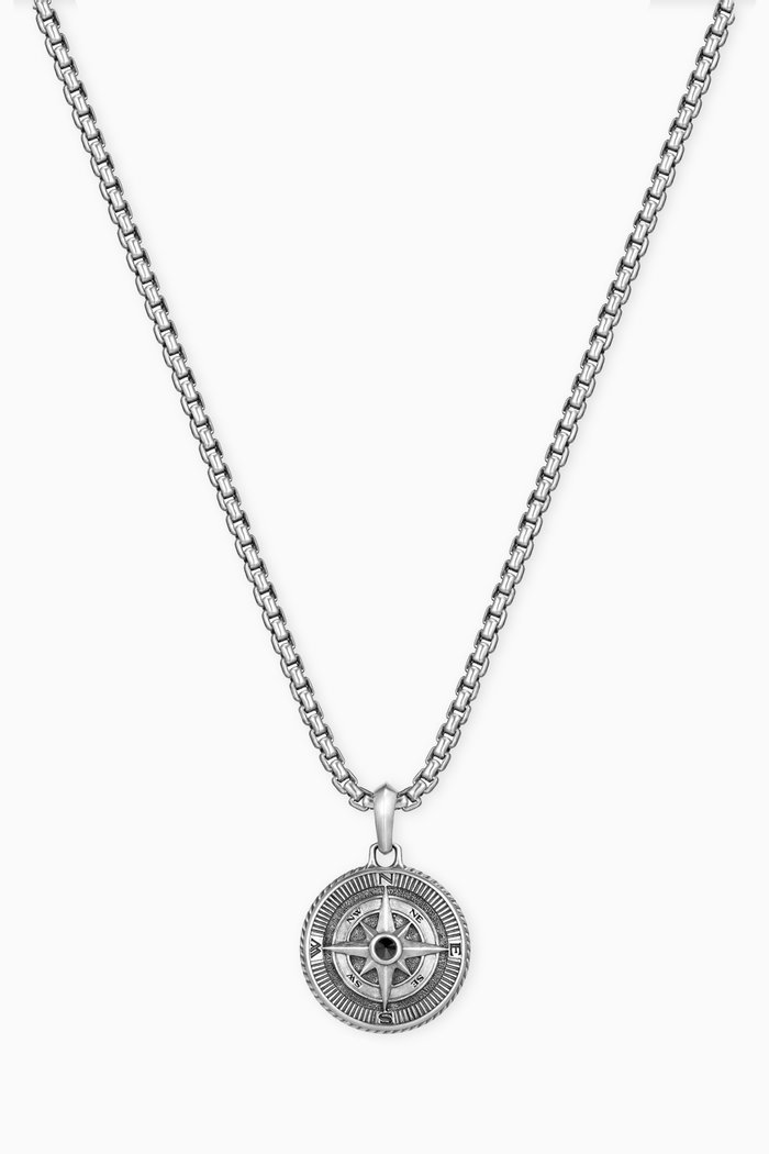 

Maritime® Compass Amulet with Black Diamond in Sterling Silver, 35mm