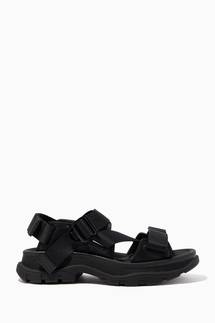 

Tread Sandals in Web & Leather, Black