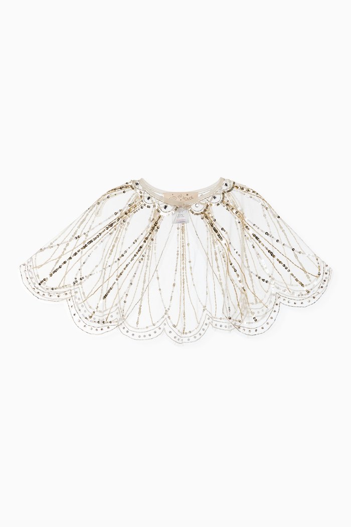 

Cape Town Cape in Sequin Bead Tulle, Neutral
