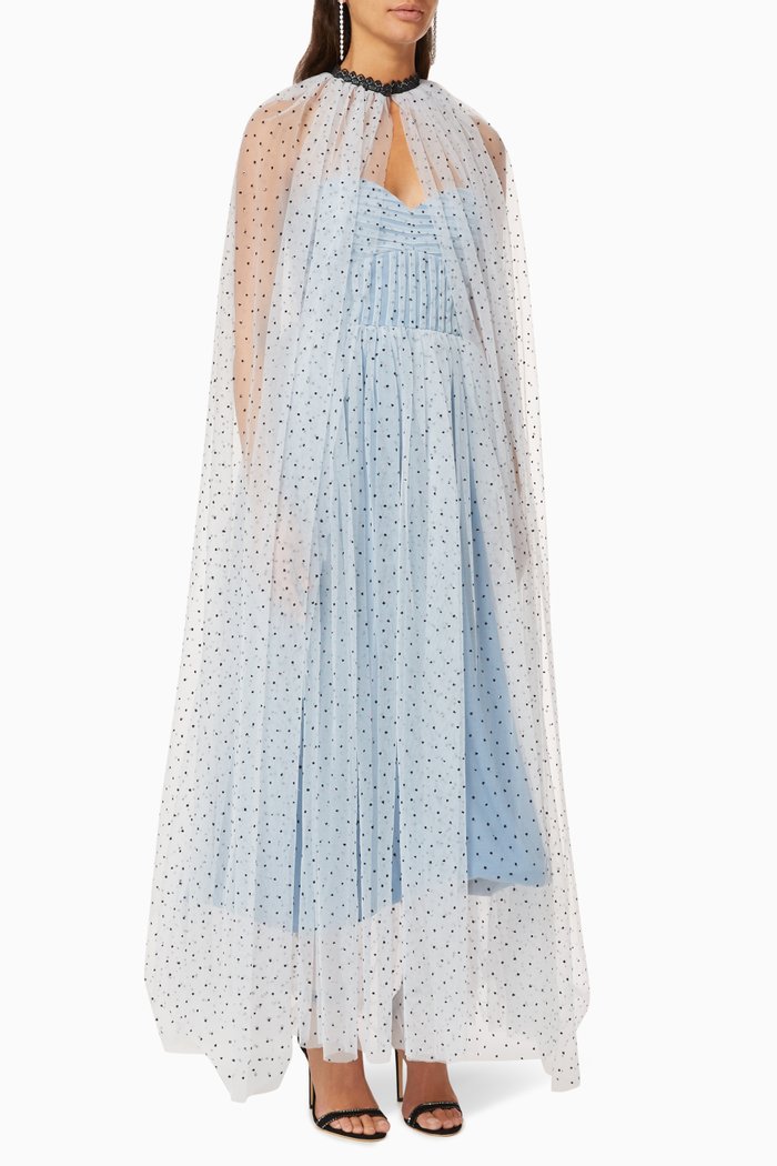 

Dress & Cape in Beaded Tulle, Blue