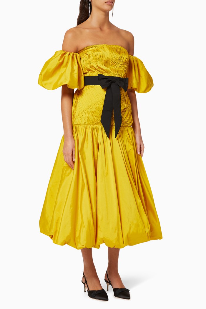 

Shirred Balloon Dress, Yellow