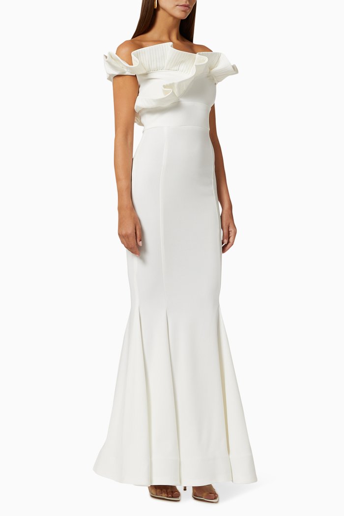 

Layered Ruffle Dress, White