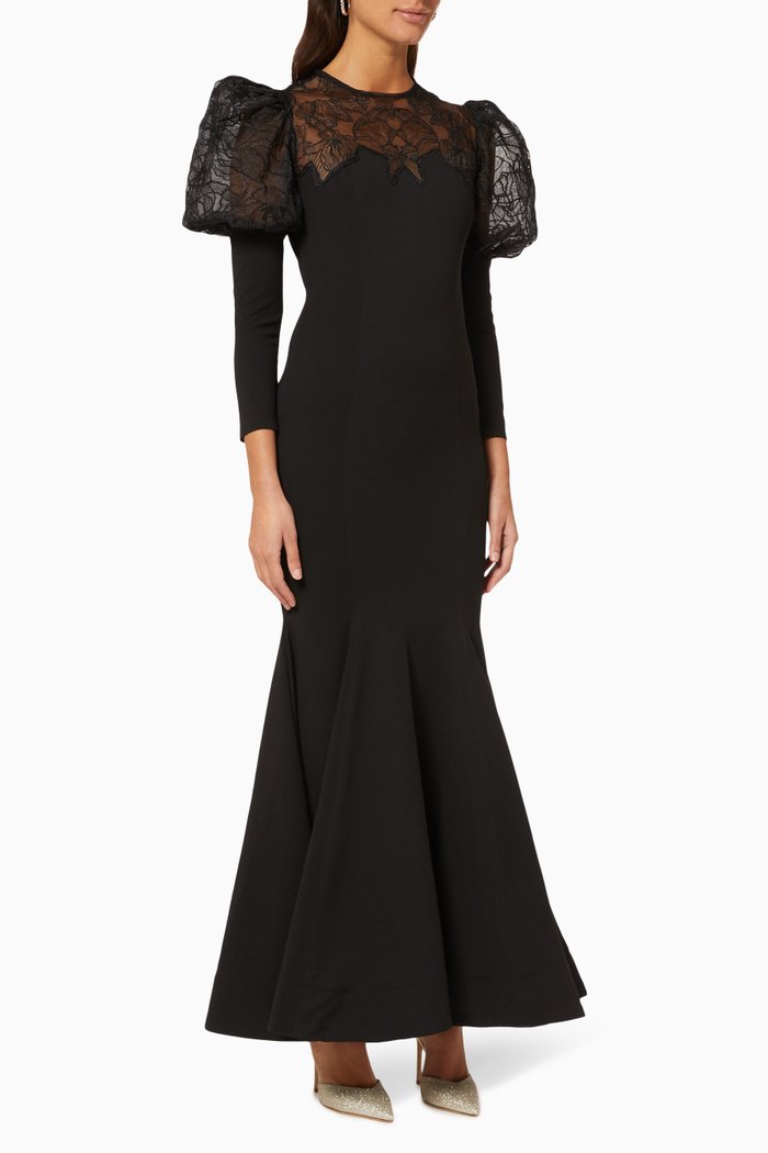 

Floral Lace Dress, Black