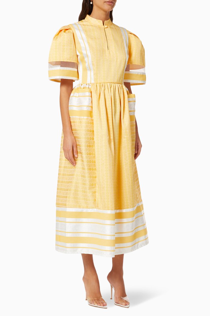

Textured Dress with Pockets, Yellow
