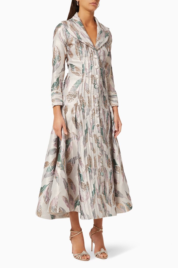 

Coat Style Dress with Pleats, Multicolour
