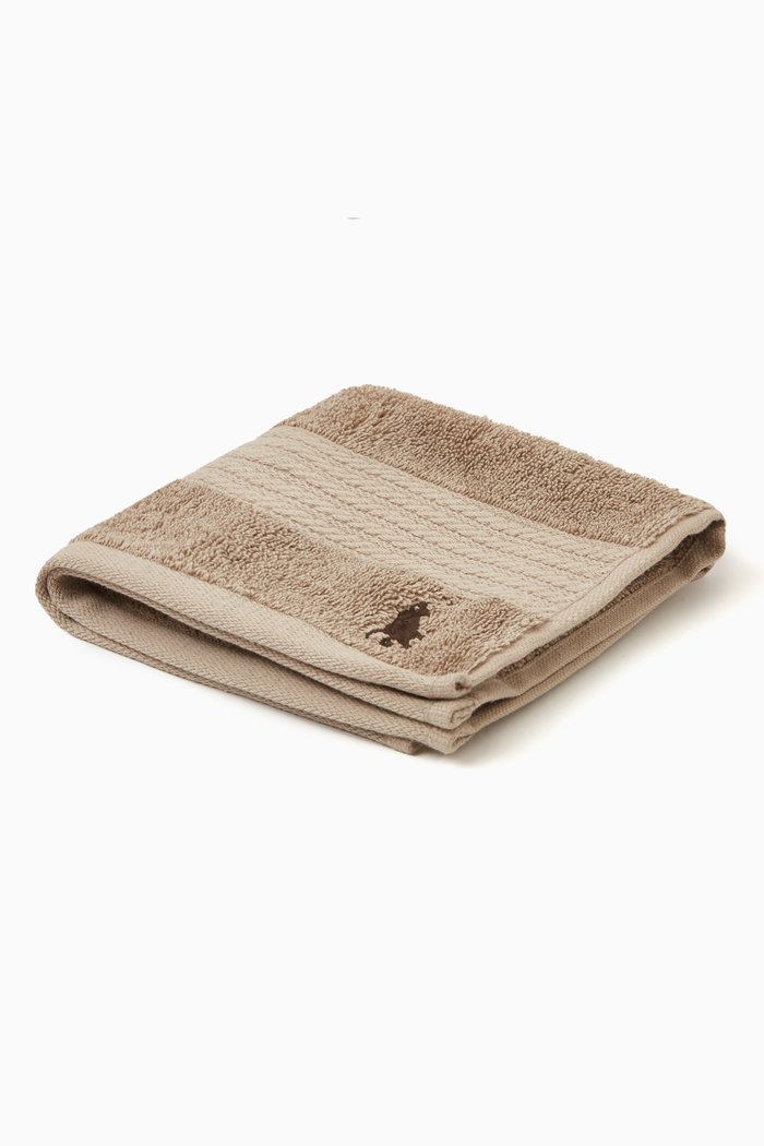 

Signature Pony Wash Towel in Cotton, Brown