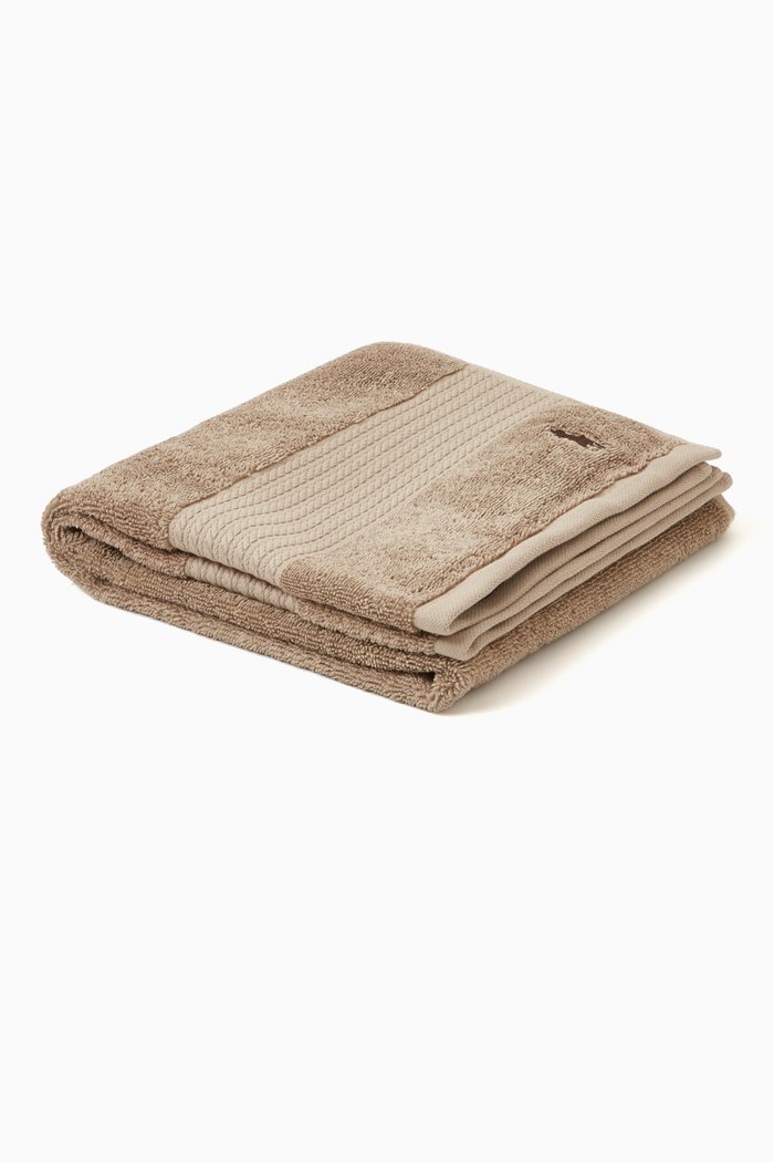 Signature Pony Hand Towel in Cotton, Brown
