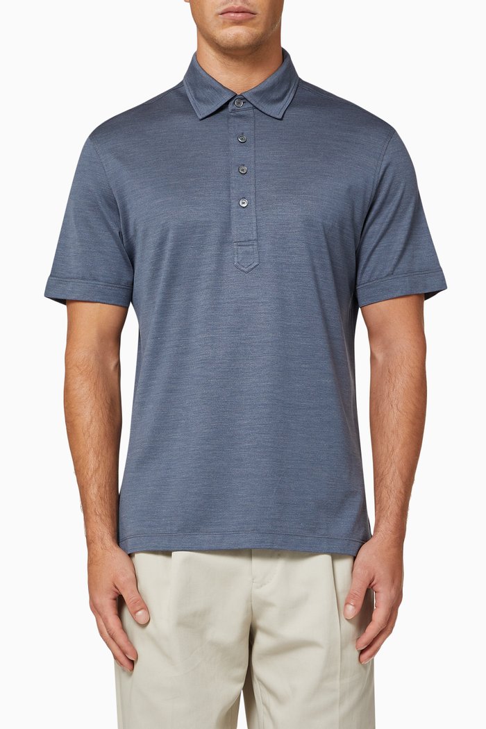

Leggerissimo Cotton Silk Polo, Blue