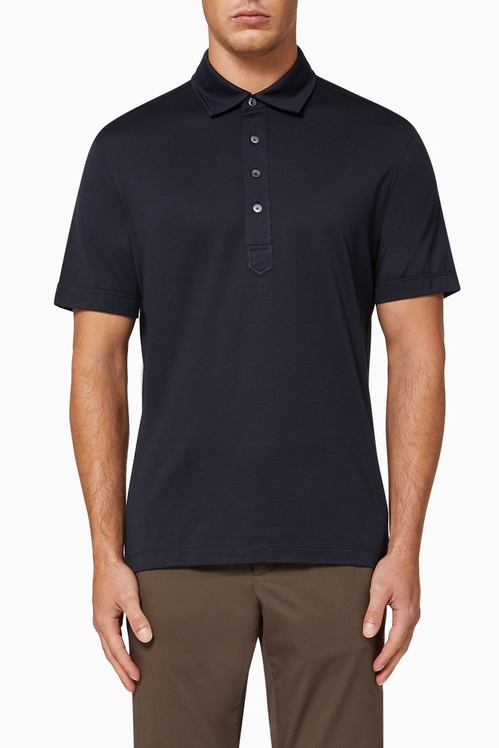 

Leggerissimo Cotton Silk Polo, Blue
