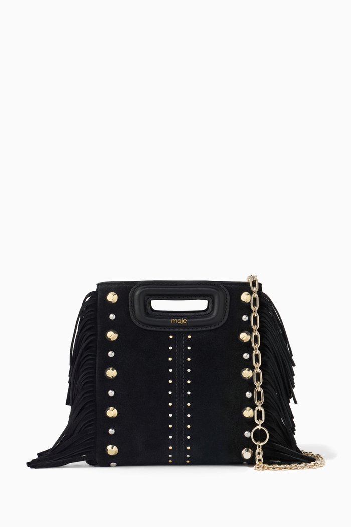 

Mini Studded Maje M Bag in Suede, Black