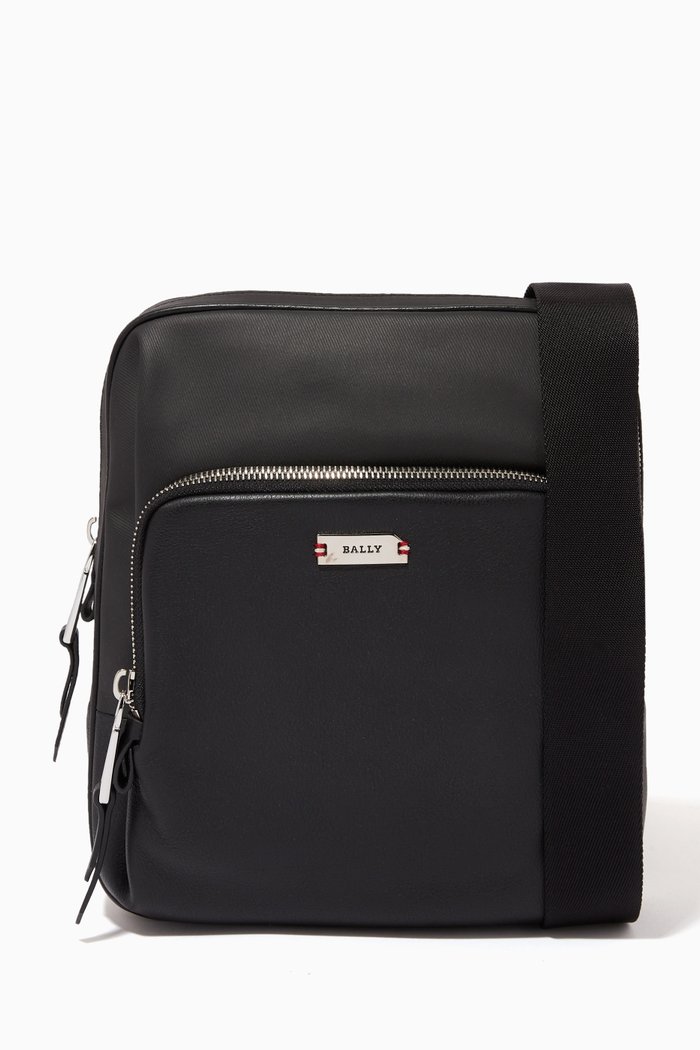 

Visso Crossbody Bag in Coated Canvas & Leather, Black