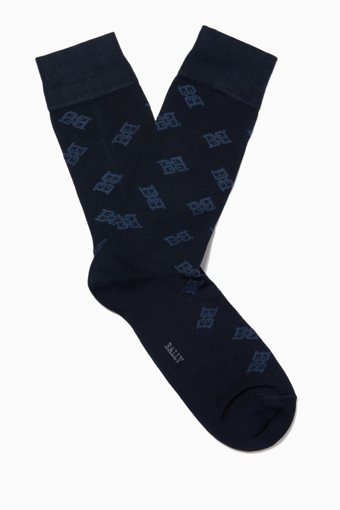 

B-chain Socks in Cotton Jersey, Blue