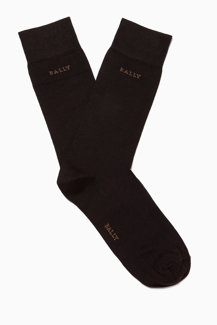 

Logo Socks in Mix Jersey, Brown