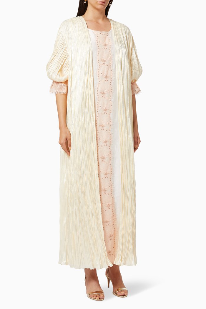 

Kaftan & Dress with Lace Embroidery, White