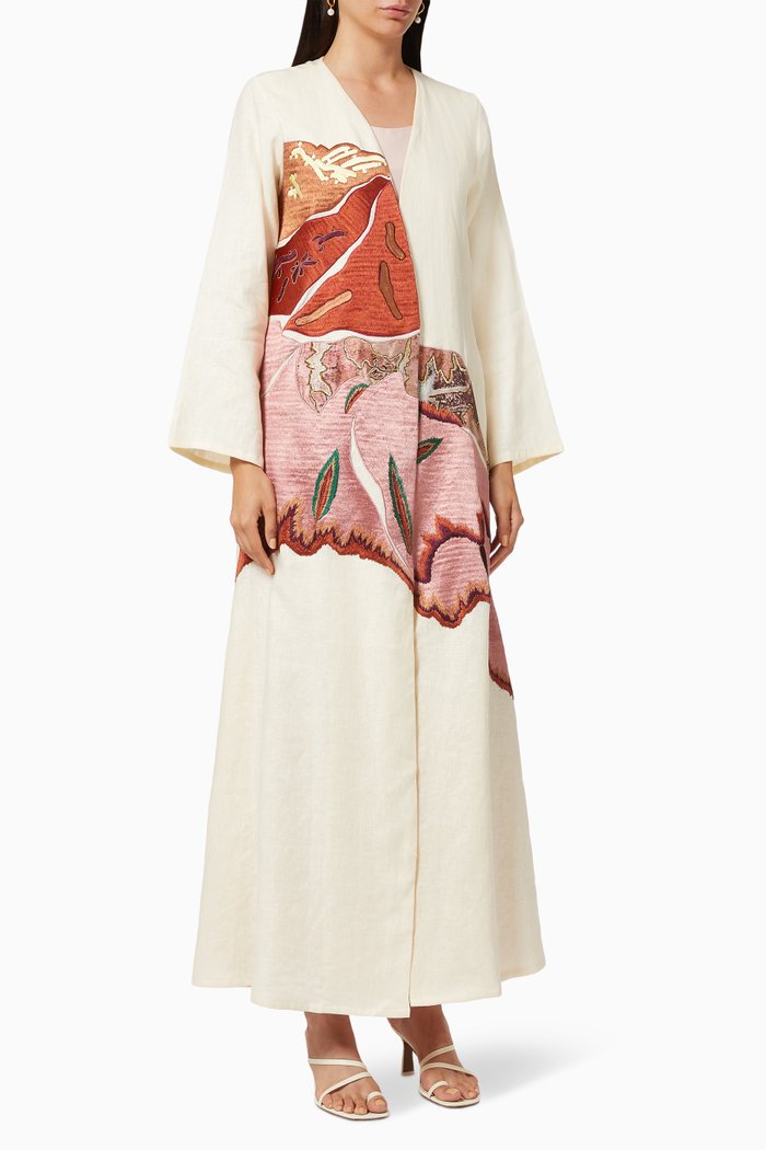 

Abaya Set with Embroidery, White