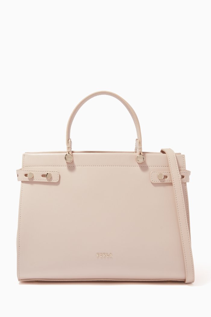 

Medium Lady M Tote Bag in Leather, Pink
