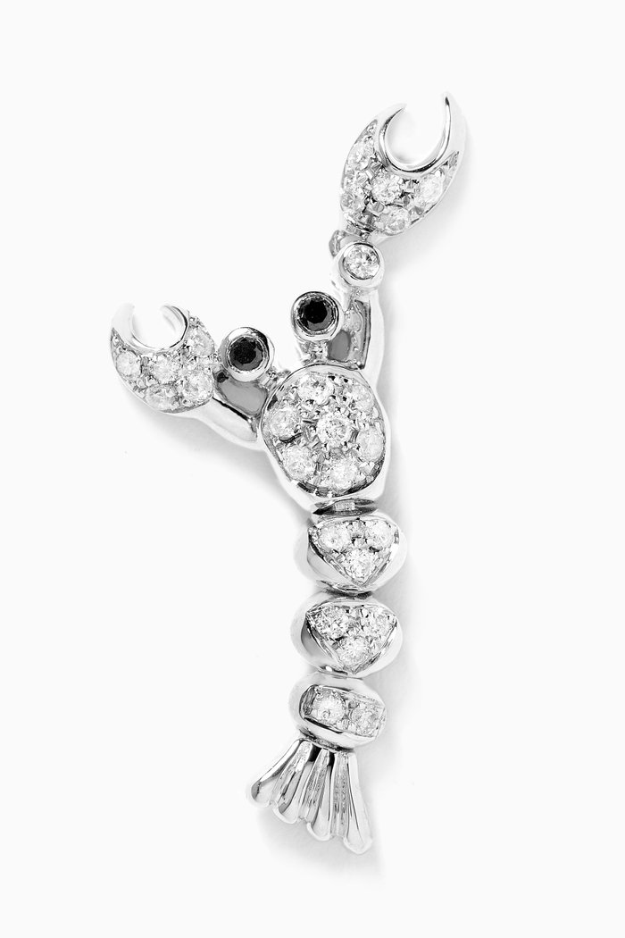 

Coquillages & Crustacés Homard Diamond Single Earring in 18kt White Gold, Silver