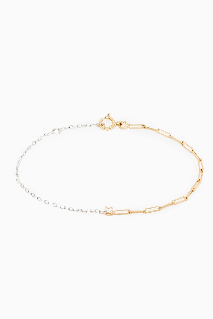 

Les Solitaires Bracelet with Round Diamond in 18kt Yellow & White Gold, Silver