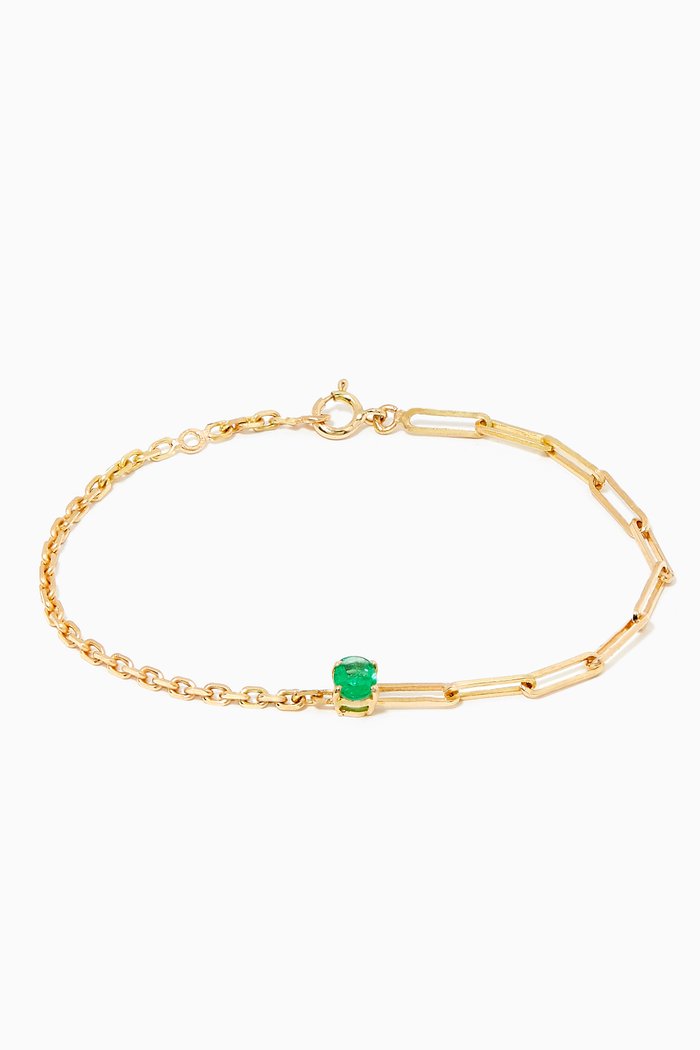 

Les Solitaires Maxi Bracelet with Emerald in 18kt Yellow Gold