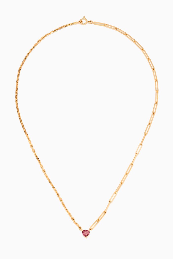 Les Solitaires Maxi Necklace with Rhodolite in 18kt Yellow Gold