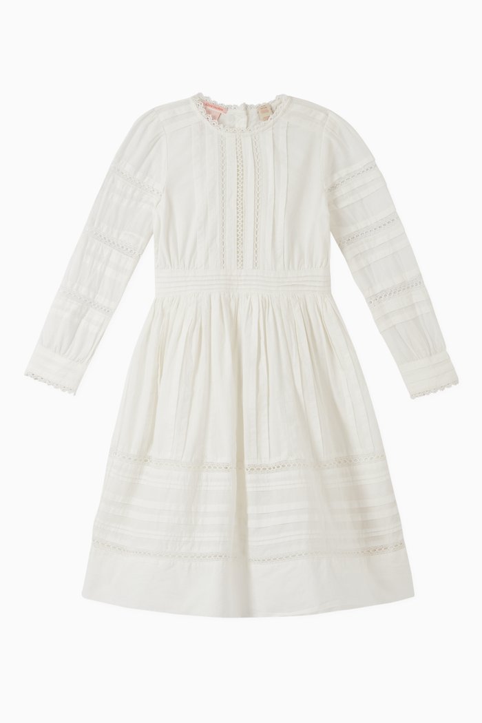 

Ruffles and Lace Tape Midi Dress, Neutral