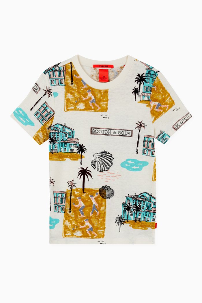 

Printed Jersey T-shirt in Organic Cotton & Hemp, Multicolour